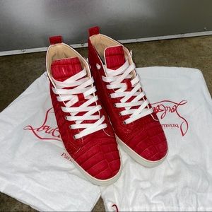 Red SUEDE crocodile Louboutin Louis Flat Men’s 41